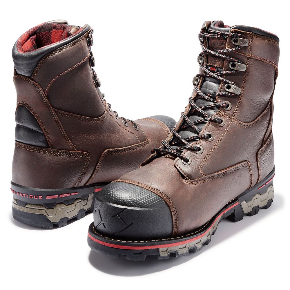 Timberland Μποτακια Εργασίας Ανδρικα Καφε - Pro® Boondock 8\" Comp Toe - Greece 0536129-QP